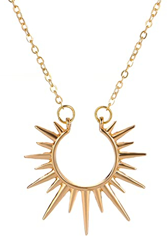 HMOOY Gold/Silber Sonne Anhänger Halskette Verstellbar Sun Kette Vergoldete Sunshine Halskette Minimalist Schmuck für Damen Mädchen