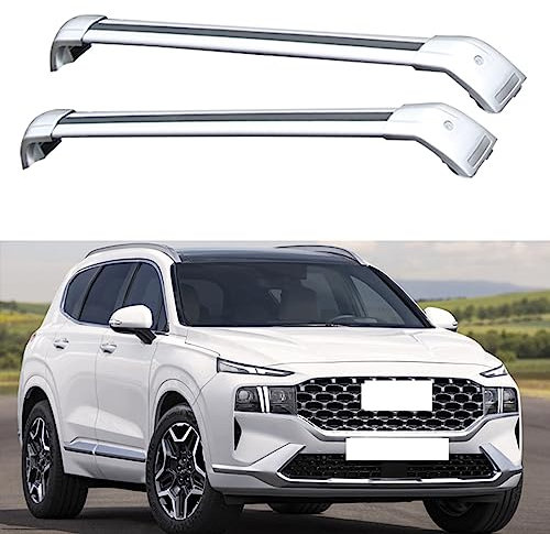 CLSMD Dachboxen 2 Stücke Dachträger Für Hyundai Santa FE SUV 2013-2020 Aluminiumlegierung Seitenstangen Kreuzschienen Dachträger Gepäckträger