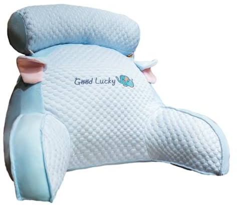 BaoT8YLu - Almohada de lectura de cama, 2 en 1 para sentarse en la cama, almohada de sofá multifuncional con reposabrazos, confort y ergonomía, cojín de cuña para sofá cama