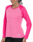 AjezMax UV Shirt Damen Langarm UPF 50+ Outdoor Funktionsshirt mit Rundhals-Ausschnitt Leicht T-Shirt für Laufen Gym Yoga Rosa M
