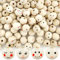 TaimeiMao 100 Stück Smile Holzperlen, Smiley Face Holzperlen, Natur 15-20 mm mit Gesicht, Sorgenwürmchen, Holzkugeln mit Loch für DIY Armband, Halskette, Schmuck