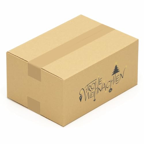 KK Verpackungen® Versandkartons mit Weihnachtsmotiv | 20 Stück, 300 x 215 x 140 mm Postkartons mit Frohe Weihnachten Motiv | Idealer Karton für den Paketversand von Weihnachtsgeschenken