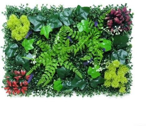 Pannelli da parete per piante artificiali, 40 x 60 cm, pannelli di bosso artificiale, siepi artificiali, siepi verdi, edera, privacy, recinzione per parete, casa, giardino, decorazione esterna (C)