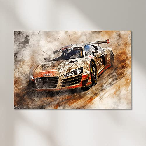 Dekomundo Audi R8 Sportwagen Auto Poster, Leinwandbild oder Bild mit Rahmen, 40x60 cm, Fotoposter