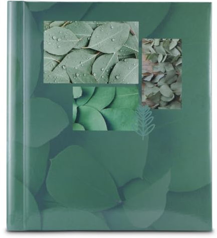 Hama Album Photo Adhésif 28x31cm Singo II (40 photos 10x15cm, 20 pages blanches adhésives, DIY Album Scrapbooking, idée cadeau, Couverture Rigide Motif Feuilles) Vert