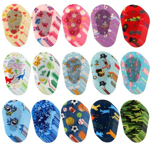 75 Pièces de Pansements Oculaires, Patch Adhésif pour les Yeux pour Enfants 15 Modèles Cache Oeil Adhésif en Coton Bloquant la Lumière pour Enfant (7,5x5cm)