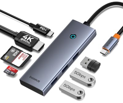 Hub 7in1 Baseus UltraJoy, USB-C - HDMI, 3xUSB 3.0, PD, SD/TF (Grey)