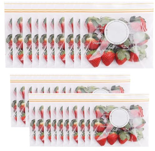 75 Stück Selbstdichtende Transparente Frischhaltebeutel,Druckverschluss Gefrierbeutel Plastiktüte,Wiederverwendbar Verpackungsbeutel,Zur Konservierung Von Lebensmitteln, Früchten