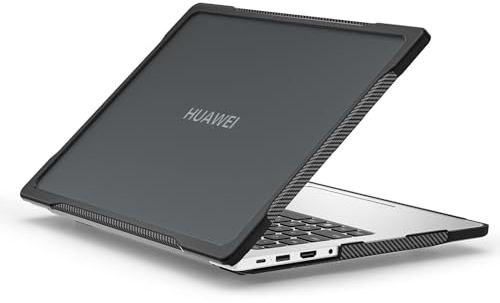 ZORSOME Schutzhülle für Huawei MateBook D14 2024 MDG-24/D14 SE 2024, robust, stoßfest, doppellagig, transparent, Hartschale mit TPU-Rahmen, Schwarz