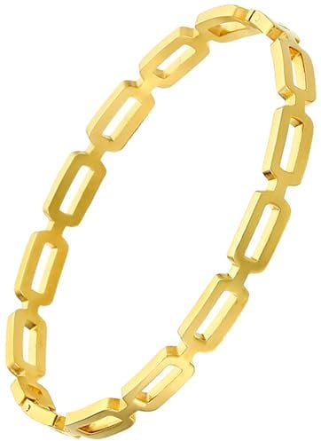HIQUACC Stainless Steel Hollow Bracelet for Women Gold Plated Love Friendship Bangle Titanium Steel Bracelet (7126 Square Gold)