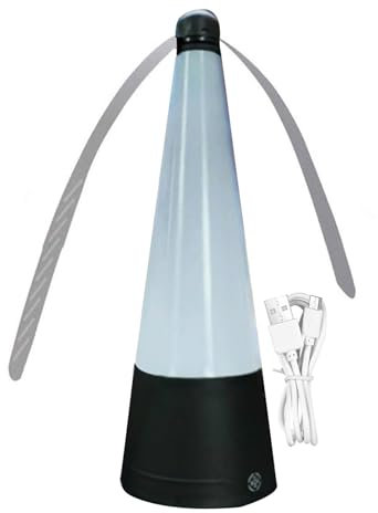 Abanico para moscas al aire libre,Abanicos para moscas para mesas, Pequeño ventilador para moscas con luz LED, Abanicos para moscas de mesa con luz LED, ventiladores para moscas interiores y exteriore