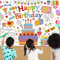 VARACL Riesiges Malposter, Happy Birthday-Tischdecke zum Ausmalen, 78 x 183 cm, Mehrfarbig, Cartoon, Geburtstag, Interaktives Ausmalerlebnis für Kinder 3-12 Jahre, innen und außen