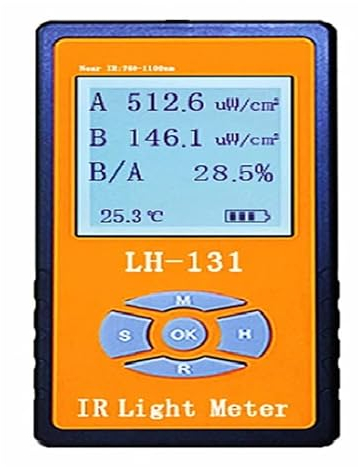 Digitales UVA/UVB-Messgerät LH-129 LH-131 Infrarot-Lichteinstrahlungs-Leistungsmesser-Tester, Radiometer LED-Lichtintensitäts-Sonnenlichtmessgerät Hintergrundbeleuchtetes LCD, Speicherfunktion(Color:L