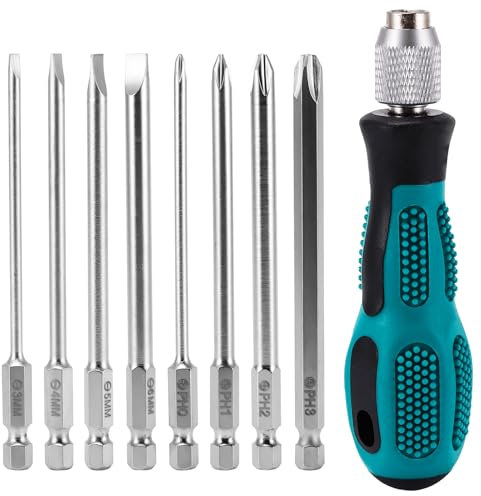 Bwetomk 9Pcs Insulated Screwdriver Set Magnetic Screwdriver Tool Kit Electrician Multifunctional Interchangeable Chrome Vanadium Screwdrivers Handle Electrician Soft-Grip Screwdrivers with Tool Bag