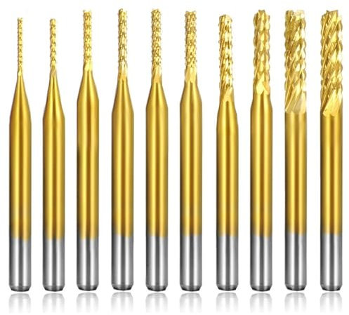 10 Uds fresa 0,5mm-3.175mm fresadora de maíz cortador de brocas(Size:0.6-1.5mm 10pc)