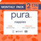 Pura Pannolini Ecologici, Taglia 2 (3-6kg), 6 x 25 Pannolini (150 Totali), Pannolini per Neonati per Pelle Sensibile, Cotone Organico, Indicatore di Bagnato, Ritaglio per Cordone Ombelicale