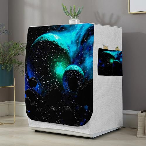 Highdi Funda de Lavadora Cubierta Exterior Patrón de Cielo Estrellado,Adapta a la Mayoría de Lavadoras y Secadoras de Carga Frontal Protector Solar a Prueba de Polvo (E,M Capacidad 8~10KG)