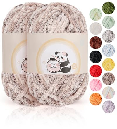 Aeelike 2 Pack Chenille Garn, Chenille Wolle zum Häkeln Stricken Decke, 80m / Knäuel weiches, super sperriges Garn, flauschiges Samtgarn für Anfänger und Stricker, DIY Handwerk, Panther Pink