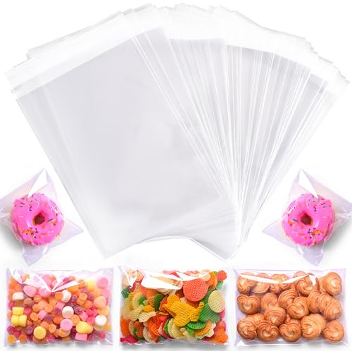 Clear Self-Adhesive Cellophane Bags, Food Safe, Small Size, for Cookies and Soap Packaging (5x7 Inches - Pack of 300)