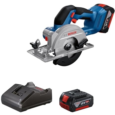 Bosch Professional 18V System Sega circolare a batteria GKS 18V-51 (motore brushless, incl. 2 batterie 18V GBA 4.0Ah, GAL 18V-20 caricabatteria, 1 lama (140 mm), guida parallela)