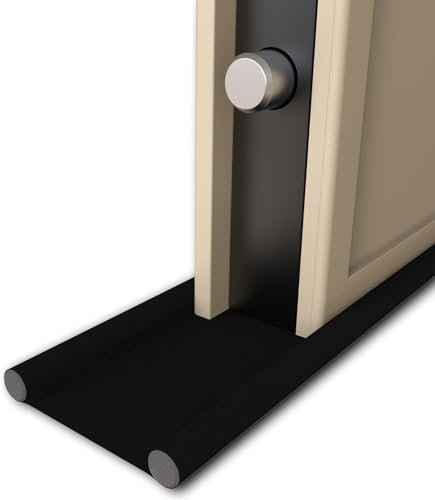 WÖRTHIT - Paraspifferi Sottoporta Impermeabile per Porte Blindate e Normali Interne ed Esterne - Si Accorcia su Misura - Protegge dal Freddo, Umidità, Acqua e dagli Insetti - Lavabile (Nero 80cm)