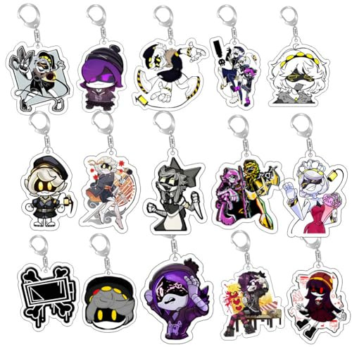 15 Pcs Murders Drones Schlüsselanhänger Cartoon Uzi J N Cyn Figur Cosplay Zubehör Murders Drones Acryl Anhänger Set