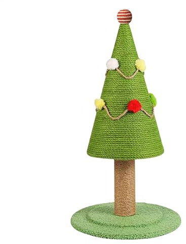 Rascador para gatos, poste rascador de Navidad, juguetes para mascotas, decoración de Navidad para mascotas, rascador de sisal en forma de árbol de Navidad para gatos de interior, herramienta natural