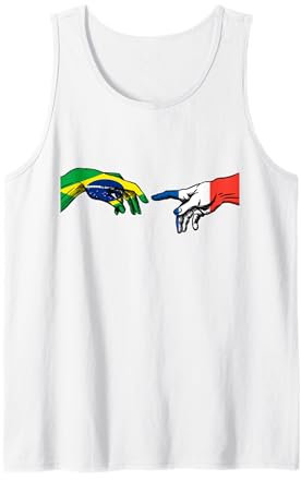 Drapeau Brésil France Mains de Dieu Débardeur