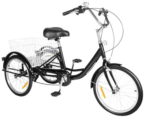 Zoobotanica 20 Zoll Dreirad für Erwachsene, 3 Rad Fahrrad mit Shopping Korb, 8 Gang Dreiräder Senioren Fahrrad Cityfahrrad,Outdoor Dreirad,Höhenverstellbar Tragfähigkeit 110 kg (Schwarz)