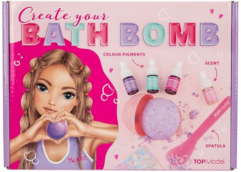 Depesche 13503 TOPModel - DIY Badebomben Set Beauty and Me, zum Herstellen von 2 Badekugeln mit Vanille Duft, inkl. Schüssel, Spachtel etc.