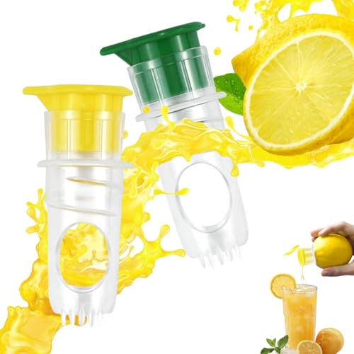 2 Stück Zitronenpresse,Saftpresse Manuell,Zitronenpresse mit Schraubverschluss Deckel,Limettenpresse,Lemon Squeezer,Zitronenpresse Handpresse,Zitruspresse für Orangen, Zitronen, Zitrusfrüchten