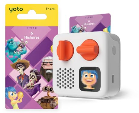 Yoto Mini Édition 2024 + Pixar 6 Histoires, Boîte à Histoires, conteuse avec veilleuse, Horloge, 5 Livres Audio français pour Enfant, Contes musicaux, imagier à écouter