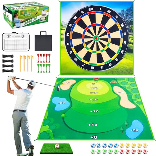 LYDARZ 70x70 Battle Golf Game Set Chipping Game Practice Mat Games for Backyard Fun and Swing Training, Golf Hitting Mat Play for Golf Parties and Kids Family Activities Outdoor