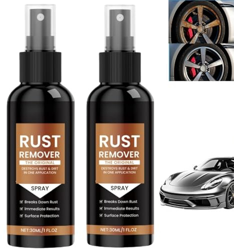 2Pcs Rust Remover Spray,Car Rust Converter,Ru/st Remover for Metal,Multiple Ru/st Converter Spray,Wheel Cleaning Long-Lasting Protection,Rus/t Treatment,Multipurpose Rus/t Removal Spra/y for Steel