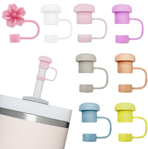 8pcs Silicone Straw Cap for Stanley Cup 20&40oz, 10mm Dust-Proof, Leak-Proof Reusable