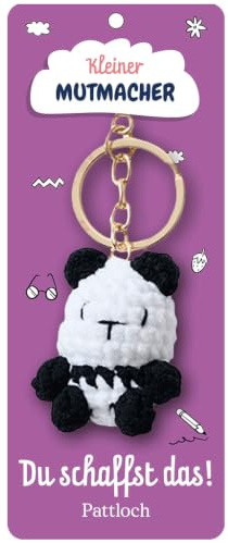 Kleiner Mutmacher, Schlüsselanhänger Panda: Du schaffst das! | Bag Charm und Glücksbringer zur Einschulung. Geschenk für den Schulstart, für Jungen und Mädchen (Süße Häkeltiere)