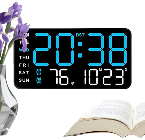 Genérico Reloj Digital con Pantalla Grande - Decoración De Hogar Multifunción | Pantalla LED Grande De Temperatura | con Fecha Y Luz LED | para Dormitorio Exterior Piscina Gimnasio Escuela Guardería