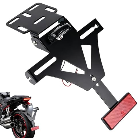 Foreverup Motorrad Kennzeichenhalter, Universal Nummernschildhalter, Einstellbarer Winkel Motorrad kennzeichenhalterung mit Kennzeichen Reflektor, mit Den Meisten Motorradmodellen, Schwarz