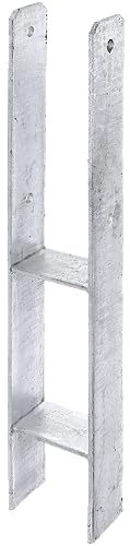 Alberts 208424 H-Pfostenträger | feuerverzinkt | lichte Breite 121 mm | Gesamthöhe 800 mm | Materialstärke 6 mm