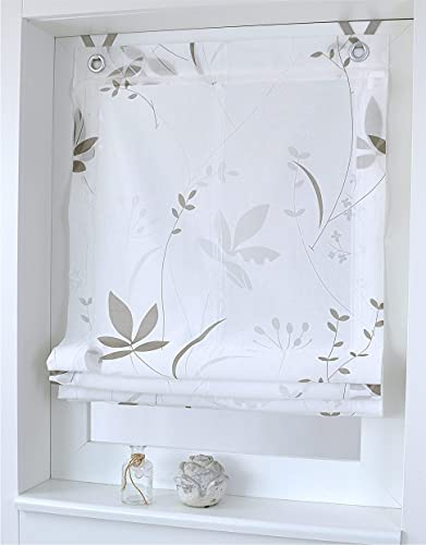 Kutti Ösenrollo Raffrollo Dandelion Weiss Natur Taupe Breite 100 x Höhe 140 cm
