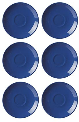 Ritzenhoff & Breker Doppio Espressountertassen, 6er Set, Indigo Blau, ø 12 cm, Espresso Unterteller mit farbigem Rand, Untere aus Porzellan, Spülmaschinengeeignet