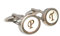 Buchstaben Manschettenknöpfe Monogramm C, E, F, H, J, K, P, T, U, X, Y oval silbern matt glänzend SALE + dunkler Box - 1 Paar Buchstaben nach Ihrer Wahl! OUTLET