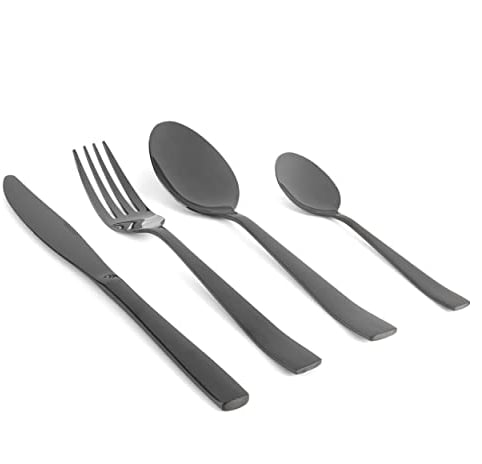 Salter BW05463 Black Cutlery Set – 16 Piece Regal Plated Stainless Steel Tableware, Flatware Service for 4 People, Silverware Knife and Fork Dinner Set, Knives/Forks/Spoons, for Home/Party/Restaurant
