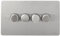 Schneider Electric Ultimate Screwless Flat Plate - 4 Gang Rotary Dimmer Light Switch, Main and Low Voltage, 250W/VA, GU6442CSS, Stainless Steel