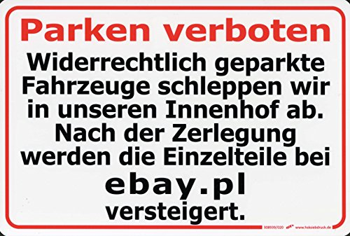 (308939) PST-Schild - PARKEN VERBOTEN! .Nach der Zerlegung werden die Einzelteile bei ebay.pl versteigert. - Gr. 30x20cm
