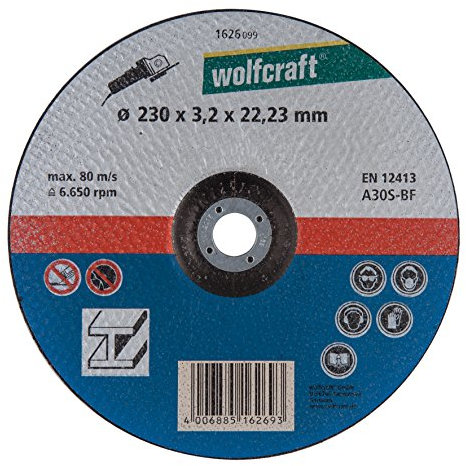 wolfcraft Trennscheiben für Metall Ø 230 mm, gekröpft I 1626099 I hohe Schnittleistung, lange Standzeit