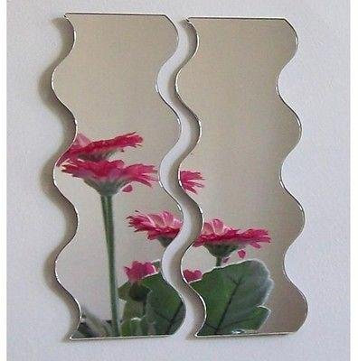 Wandspiegel, Wellenform, 2 Stück, plastik, 60 x 25 cm Each