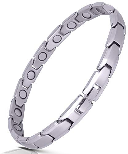 Smarter LifeStyle Elegantes Frauen Magnetisches Therapie-Armband Aus Titan Schmerzlinderung Für Arthritis Und Karpaltunnelsyndrom Mattgrau
