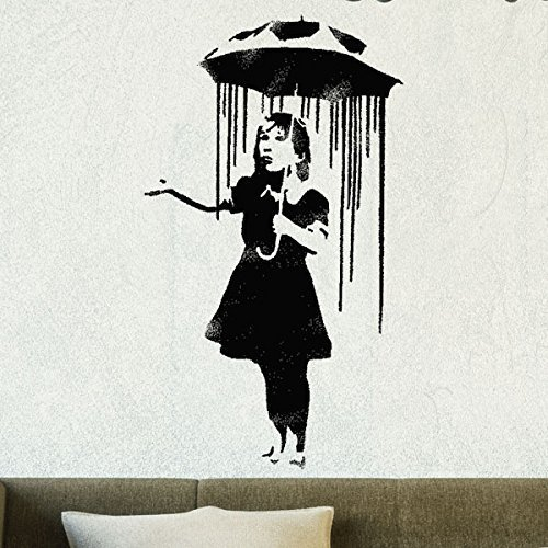 Banksy Schablone - Nola Regenschirm Regen Girl | Wiederverwendbar Wohndeko & Kunst Handwerk Malerei Schablone - semi-transparent Schablone, XXL/ 54X93CM