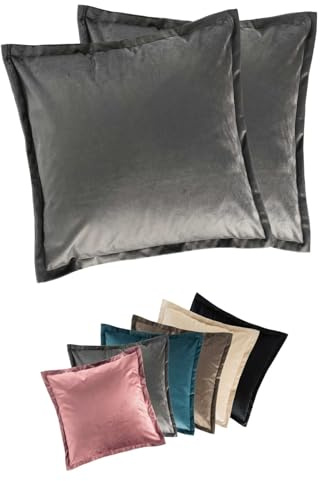PremiumShop321 Kissen - Serie Flora in edler Samt Optik - 2er Pack Kissenhülle Kissenbezug 40x40 Silber